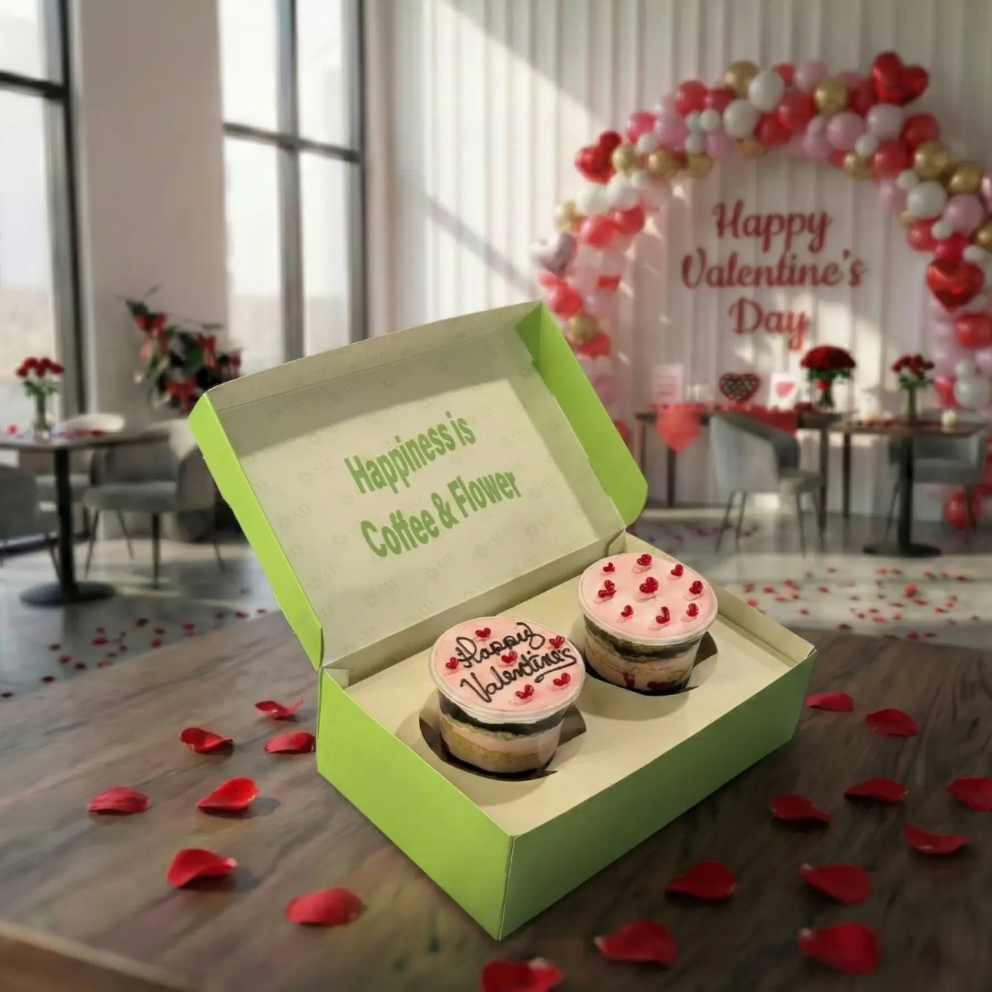 بوكس الفالنتاين (2 كب كيك) وسط
