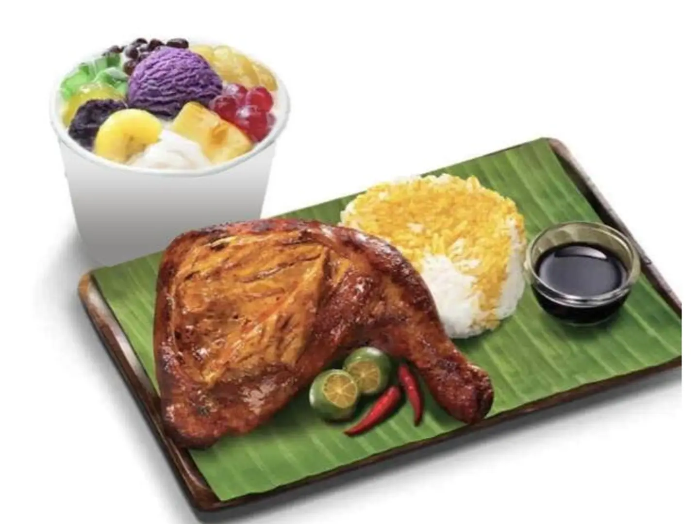 Inasal Chicken With Halo Halo With Rice