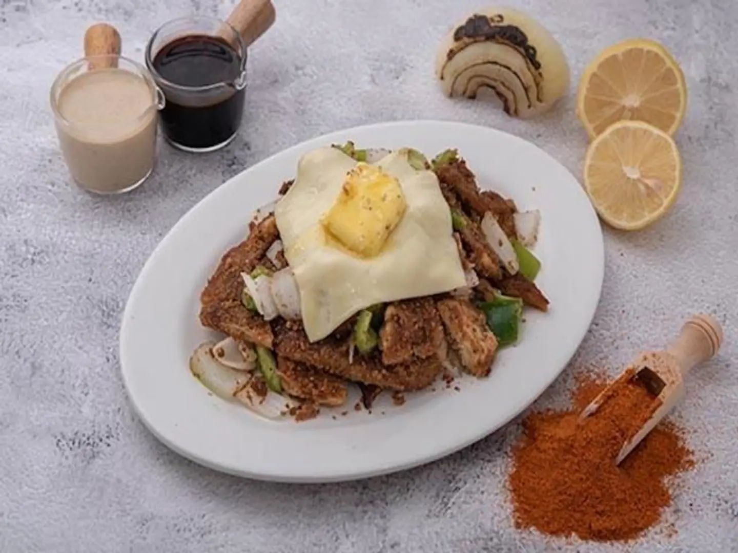 مدفون لحم الاساطيرجبن وزبدة