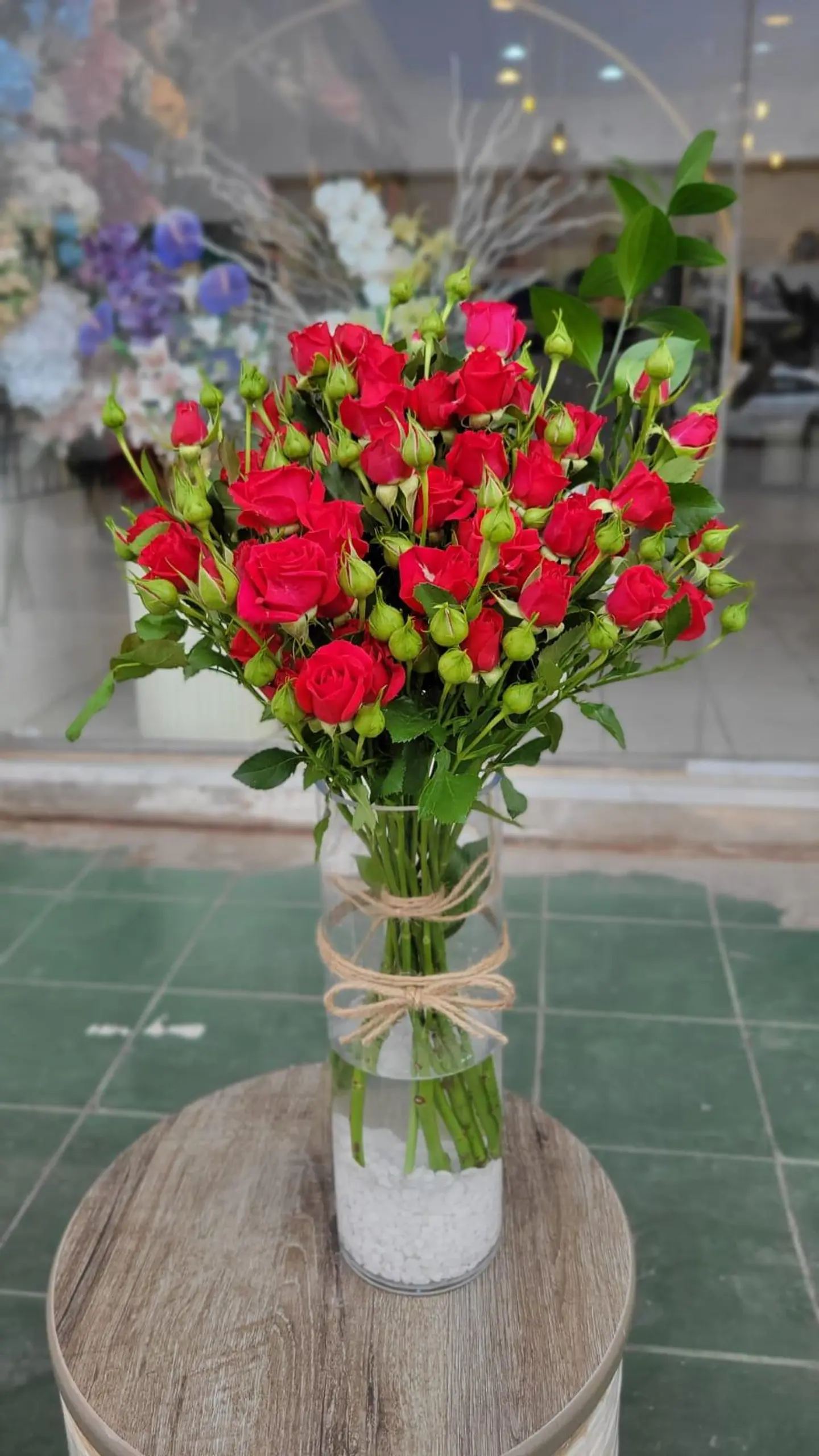Red Baby Roses Vase