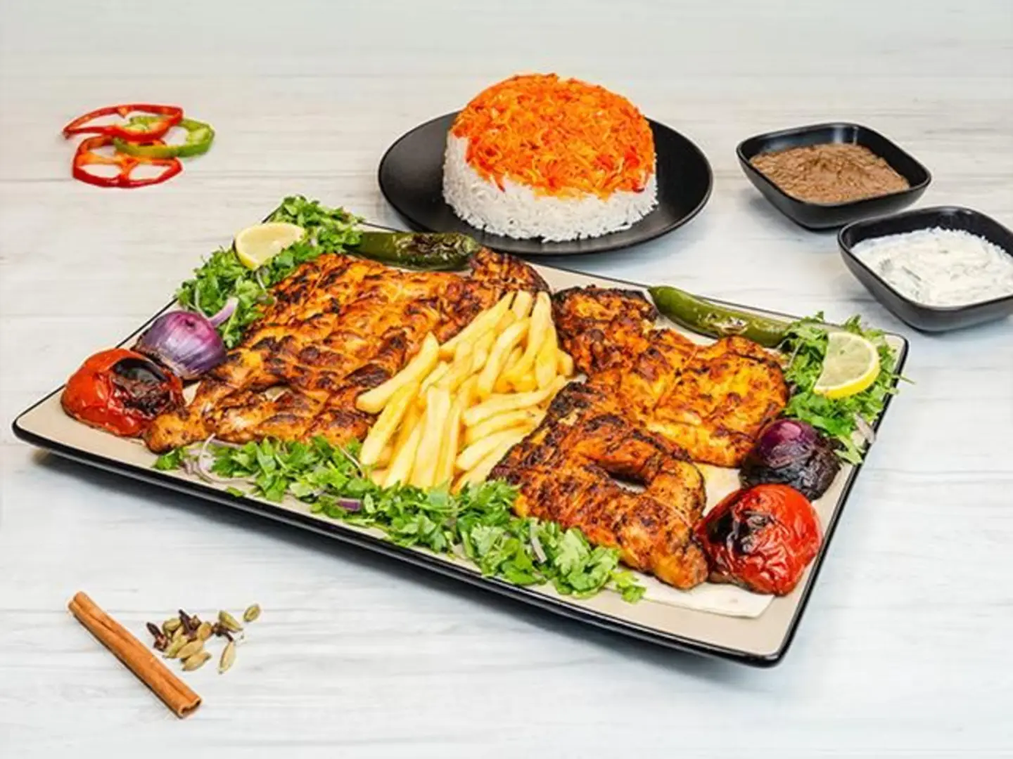 Half A Chicken On Charcoal With Rice
