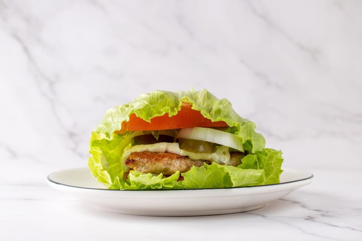 Chicken Burger With Lettuce Keto Diet 124 Cal