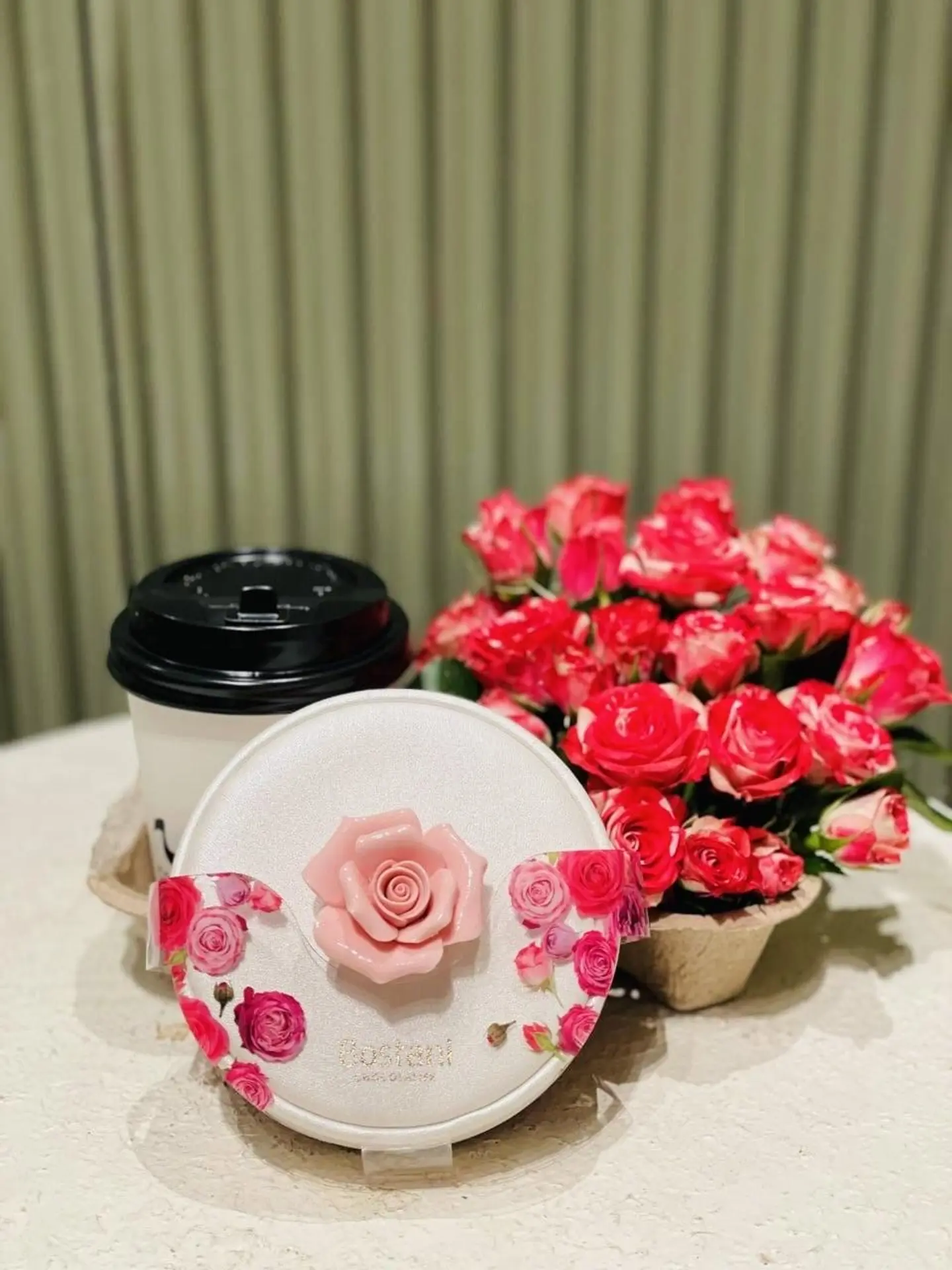 Coffee, Chocolate And Natural Roses