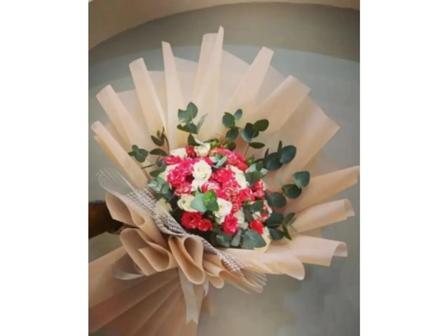 Bouquet Of Baby Roses With Eucalyptus