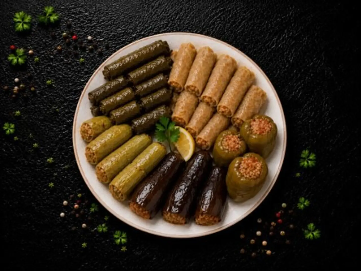 Stuffed Mixed Vegetables Grape Leaves Cabbage Zucchini Eggplant Peppers
