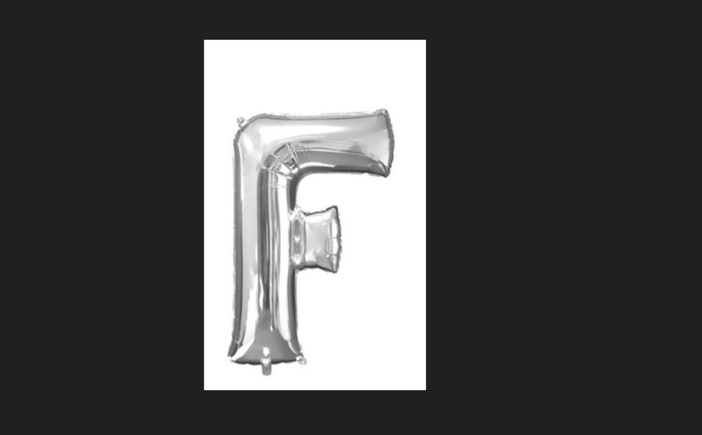 Letter F Silver Balloon