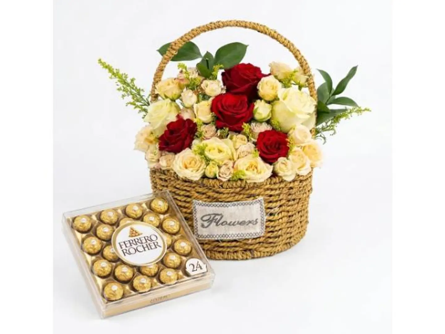 Ghibta Basket Country Flowers & Ferrero