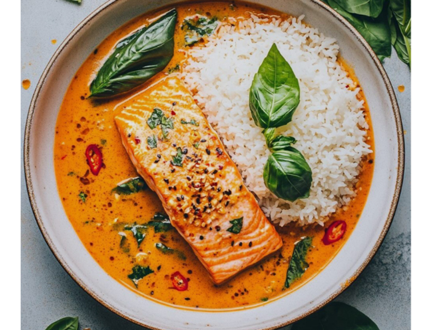 طبق ارز تايلندي مع سمك كاري
