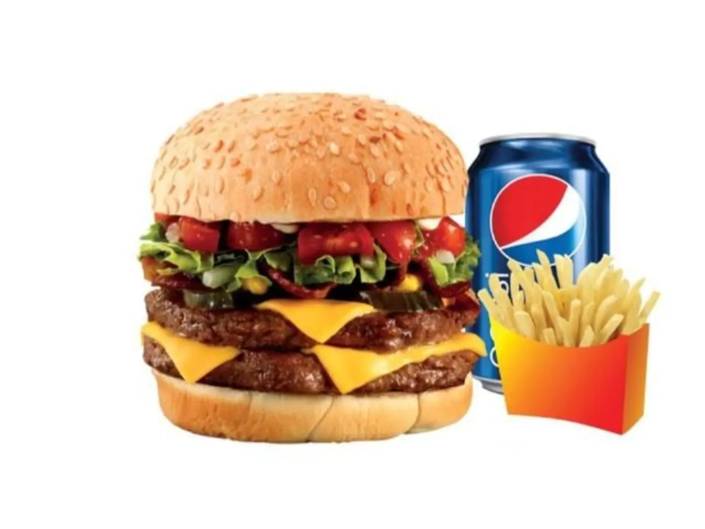 Double Beef Burger Meal With Cheese