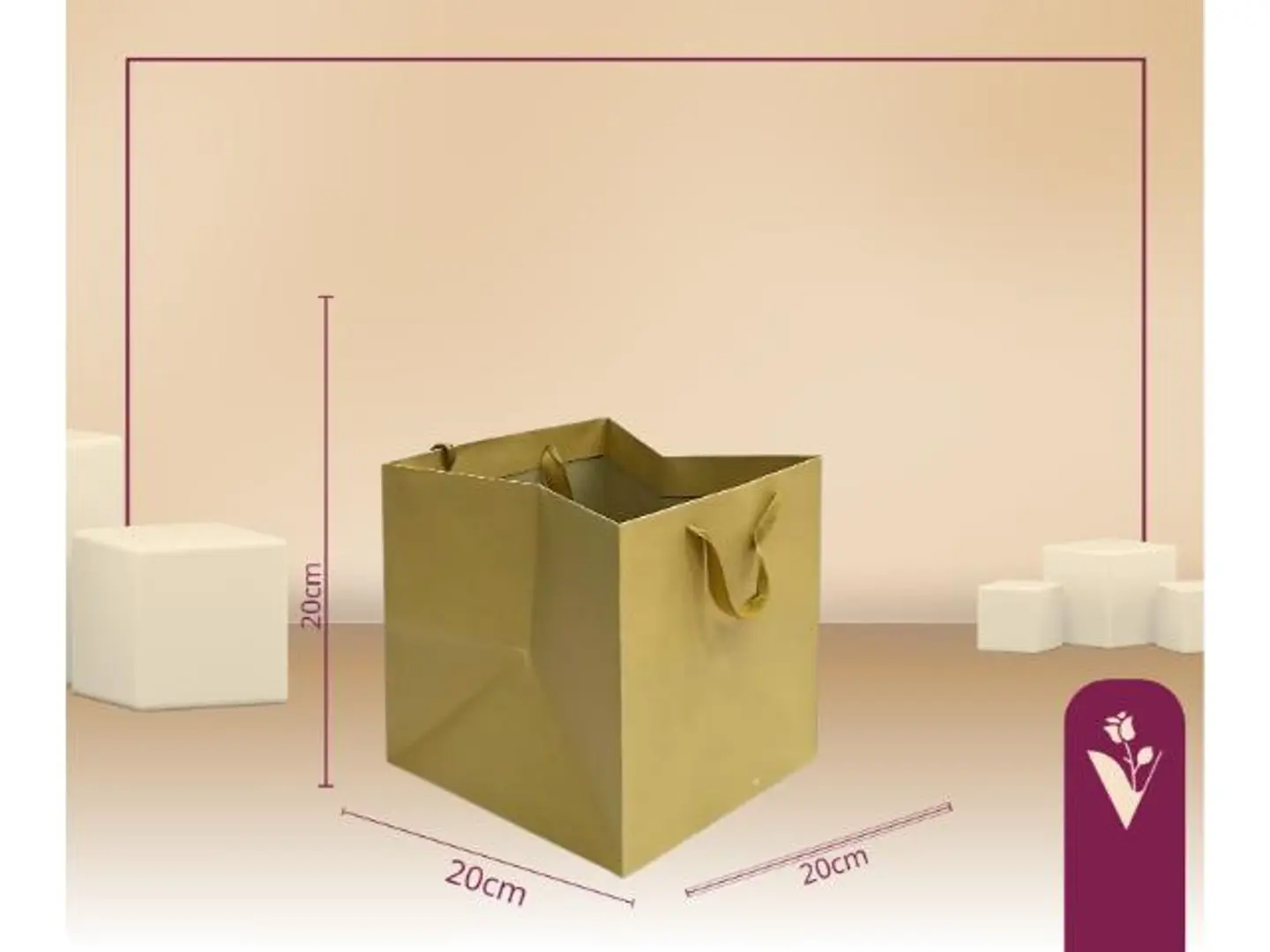 أكياس هدايا قاعدة مربع وسط بني