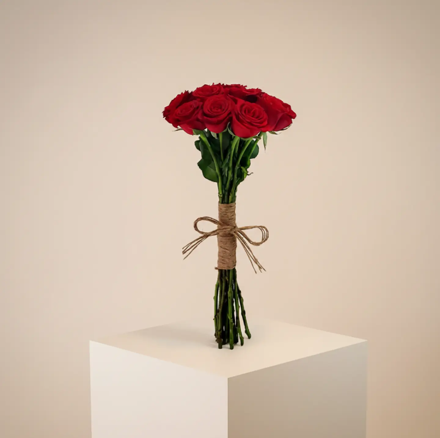 Jory Bouquet With Burlap Ribbon 10 Roses