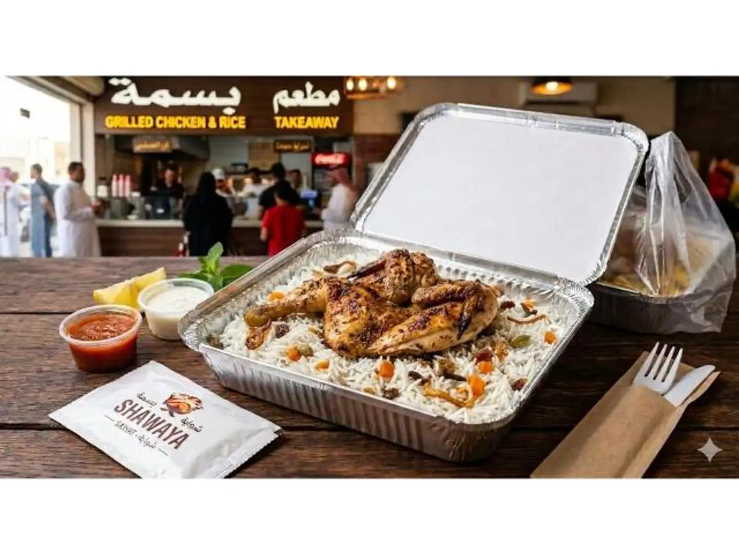 Half Charcoal Chicken With Rice