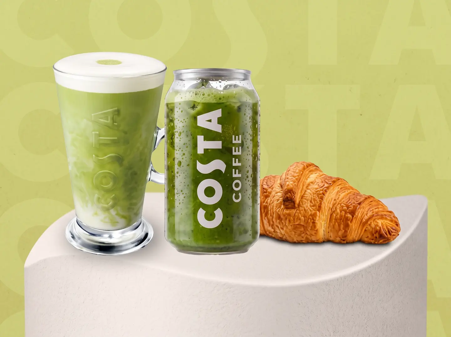 Canned Matcha & Plain Croissant
