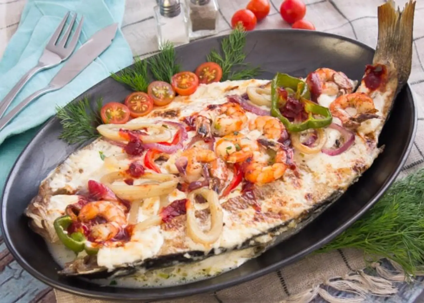 Egyptian Bass Fish Baked With Potatoes