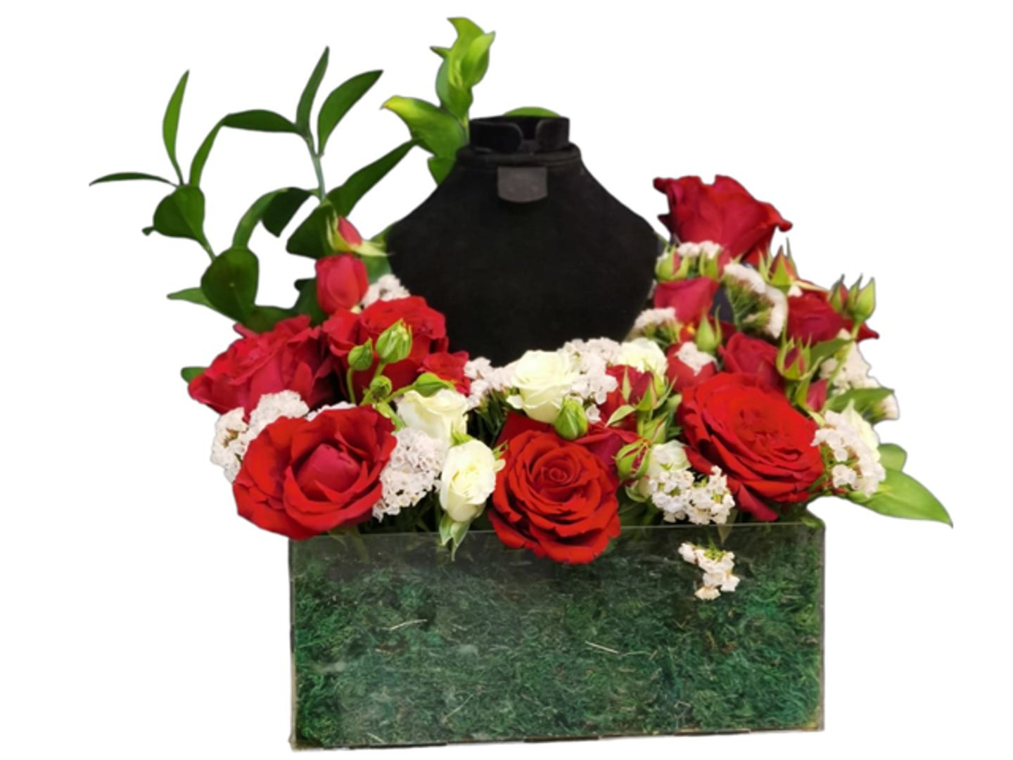 Arrangement With Natural Flowers To Present An A14 Jewelry Set