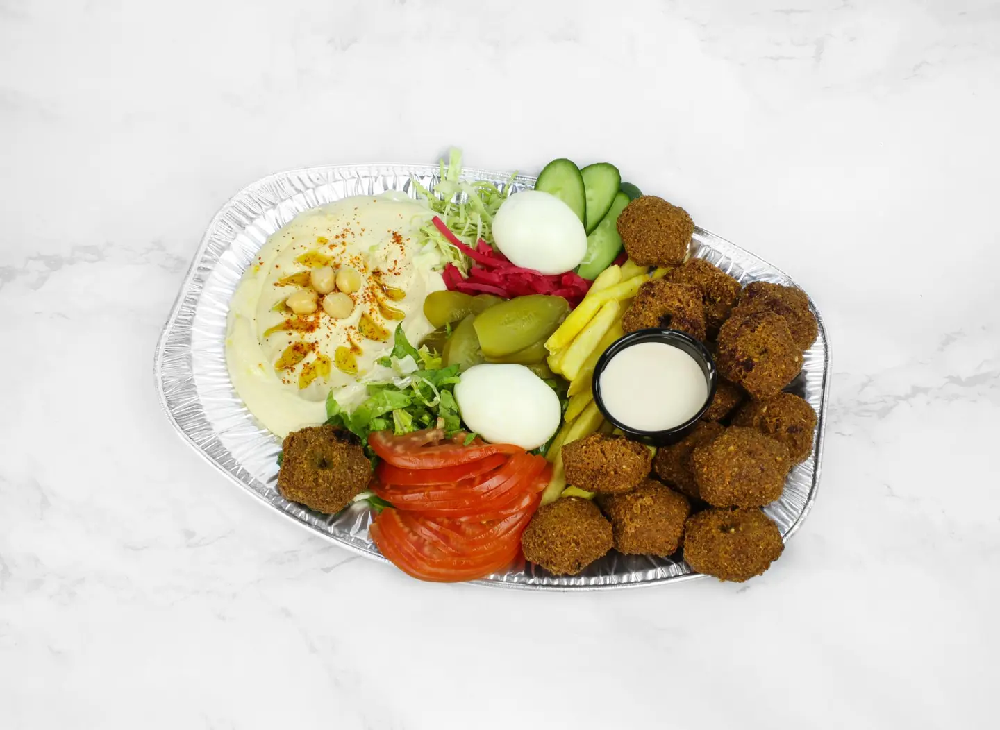 Small Falafel Plate 14 Falafel Pieces, Egg And Hummus