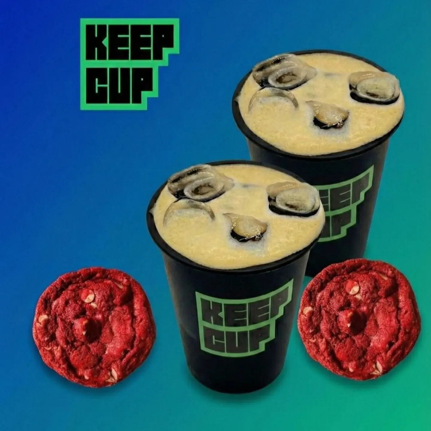 ثنائي الكوب والكوكي الاحمر