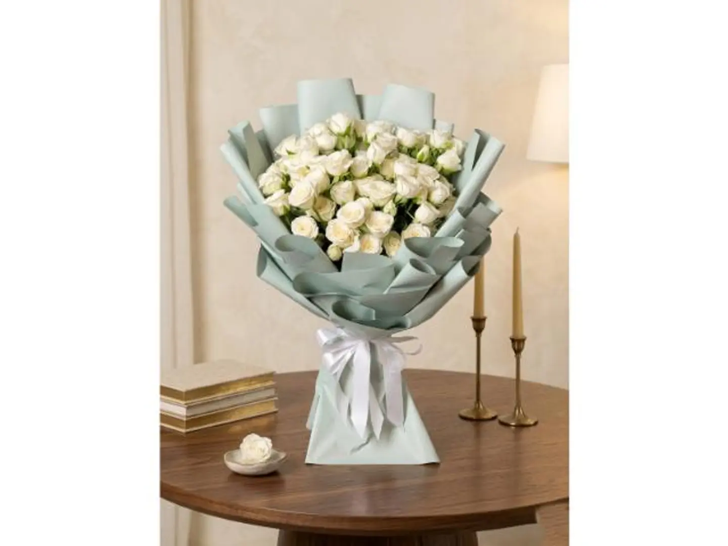 White Baby Rose Base Bouquet