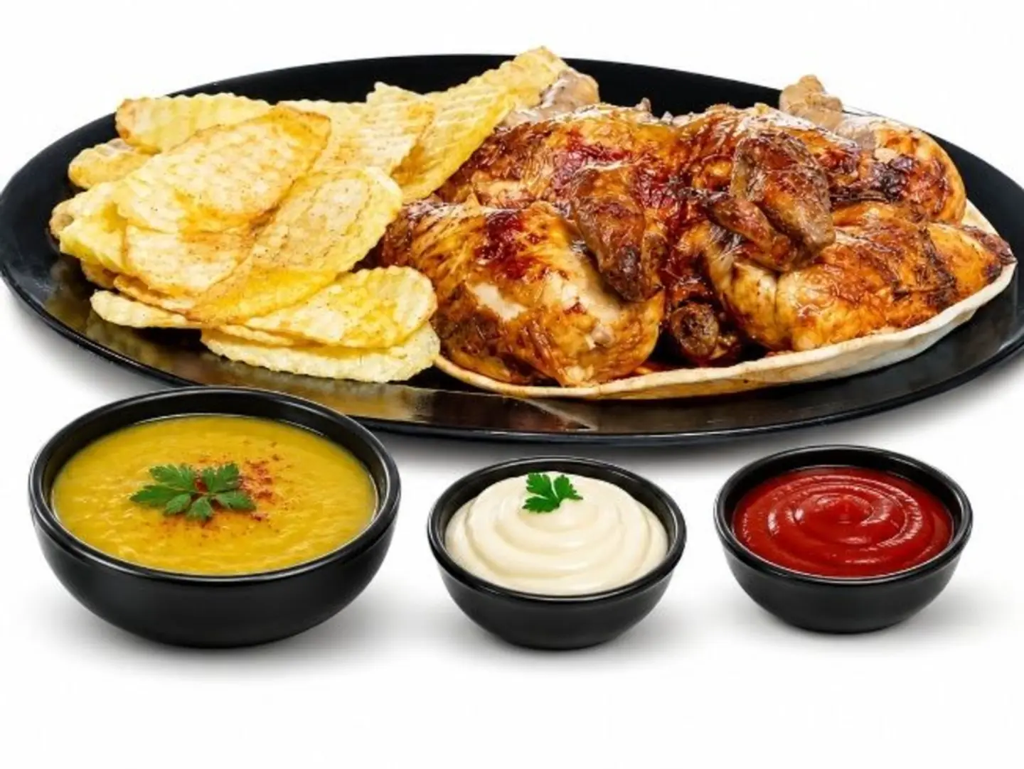 Half Grilled Chicken With Soup