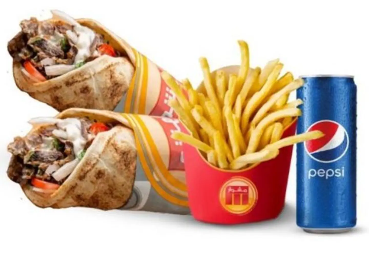 2small Meat Shawarma Sandwiches + Sandwich + Fries + Pepsi