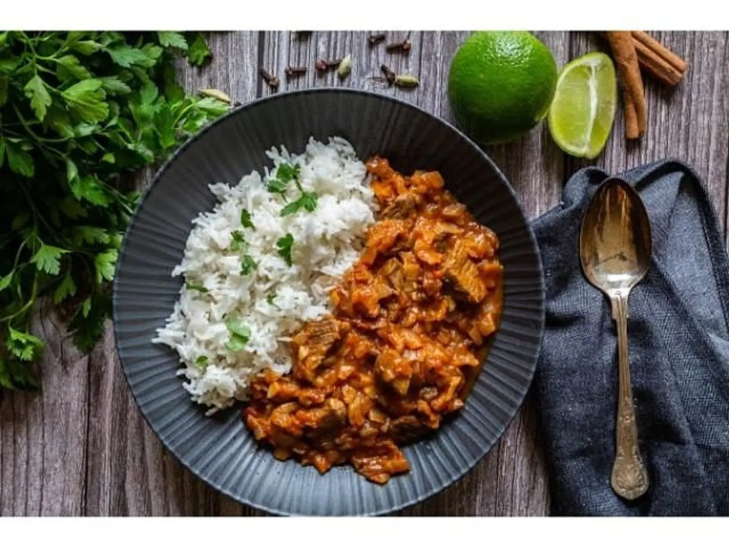 Fresh Mutton Curry With Rice