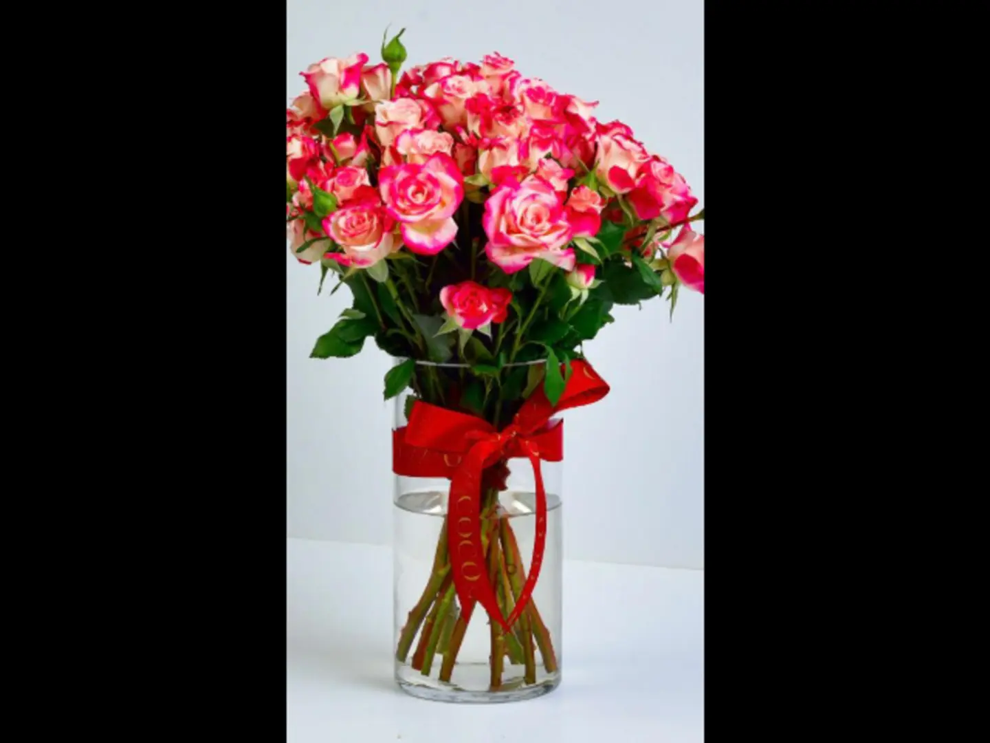 Pink And White Rose Vase