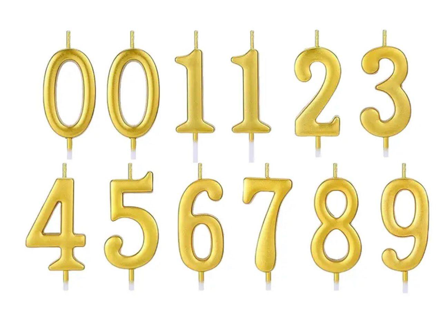 شموع ارقام ذهبي