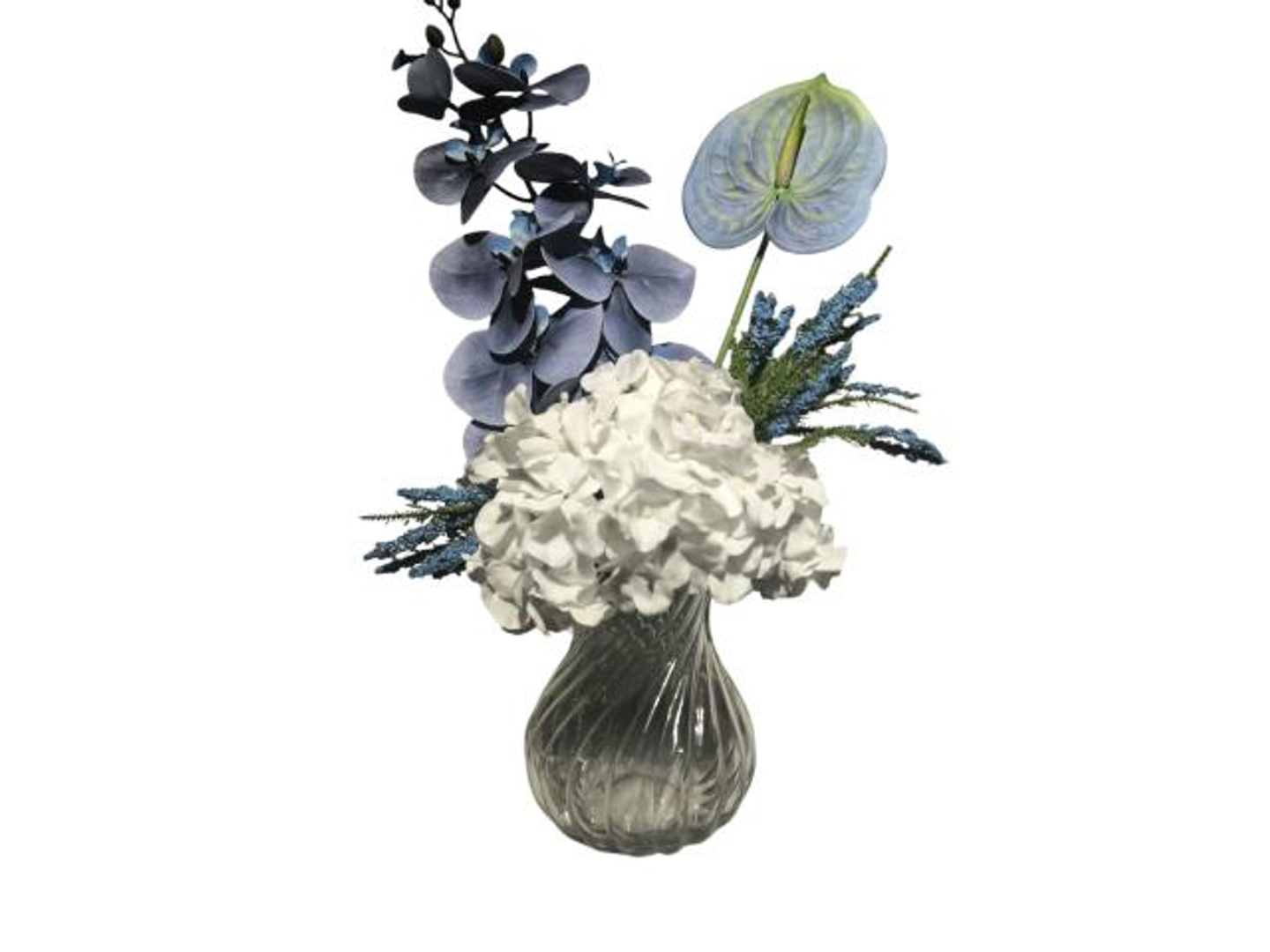 فازة مجدول قصير مع ورد صناعي