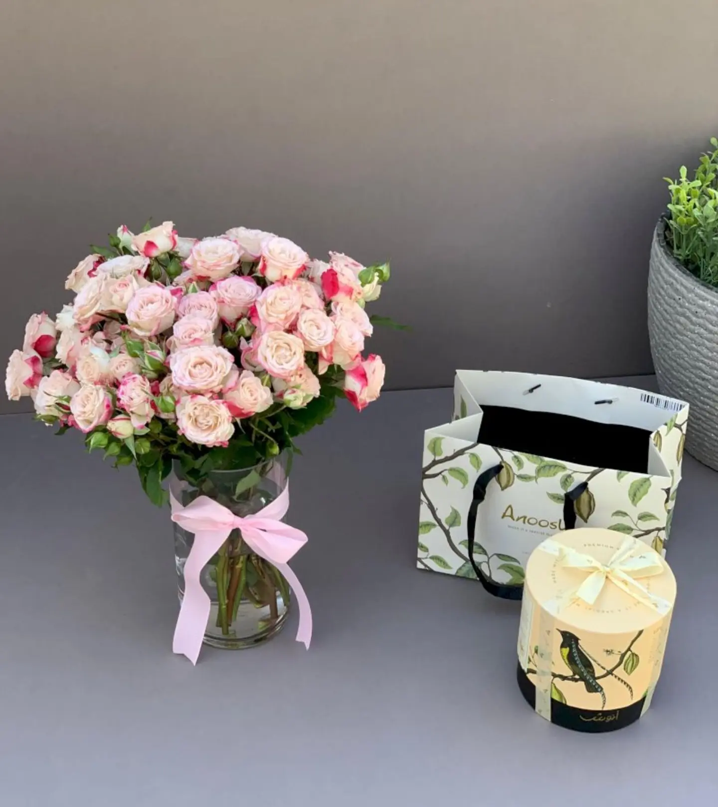 Baby Rose Vase With Delicious Anoush Chocolate