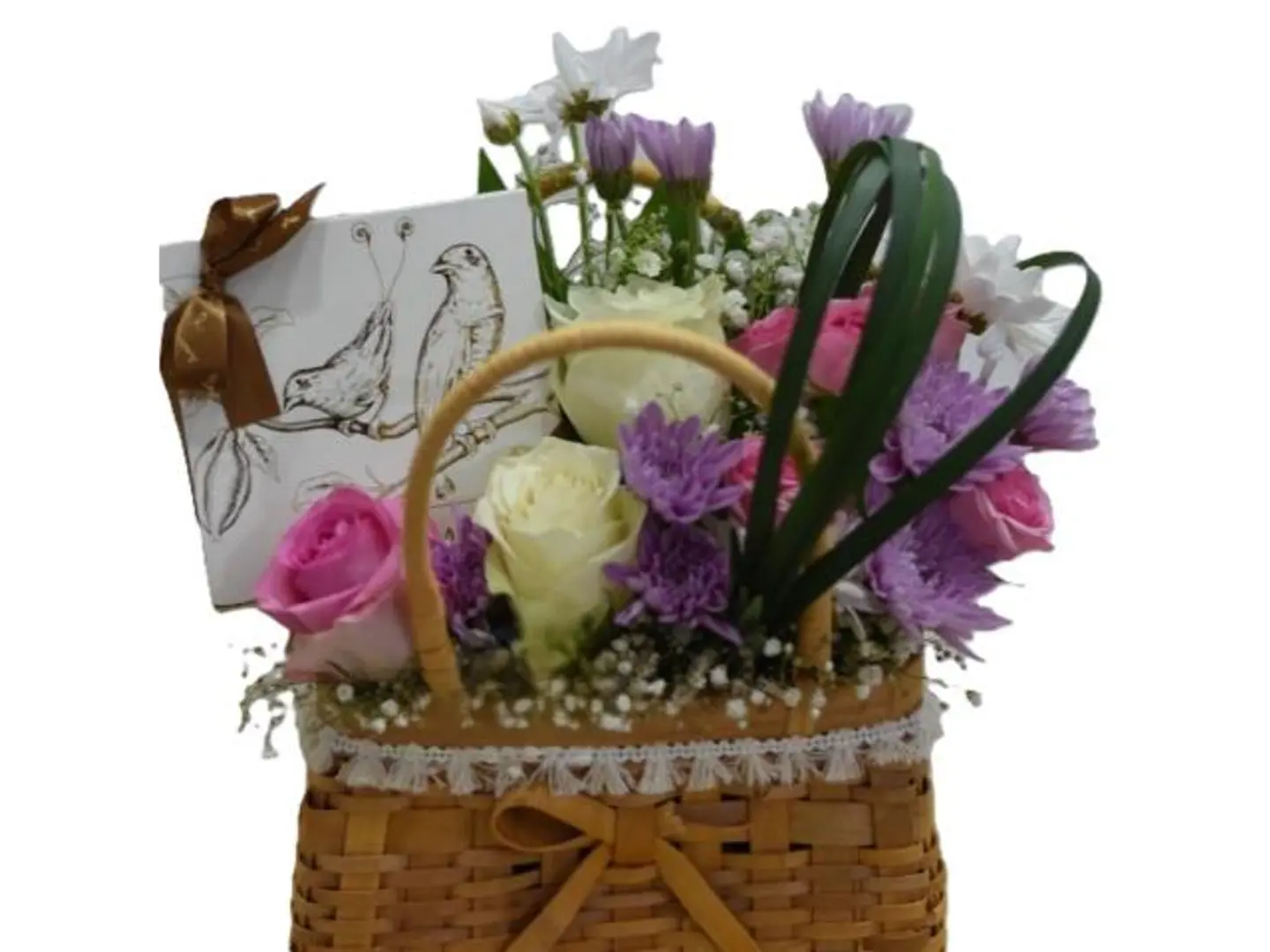 Anoush Chocolate With Natural Rose Arrangement 2