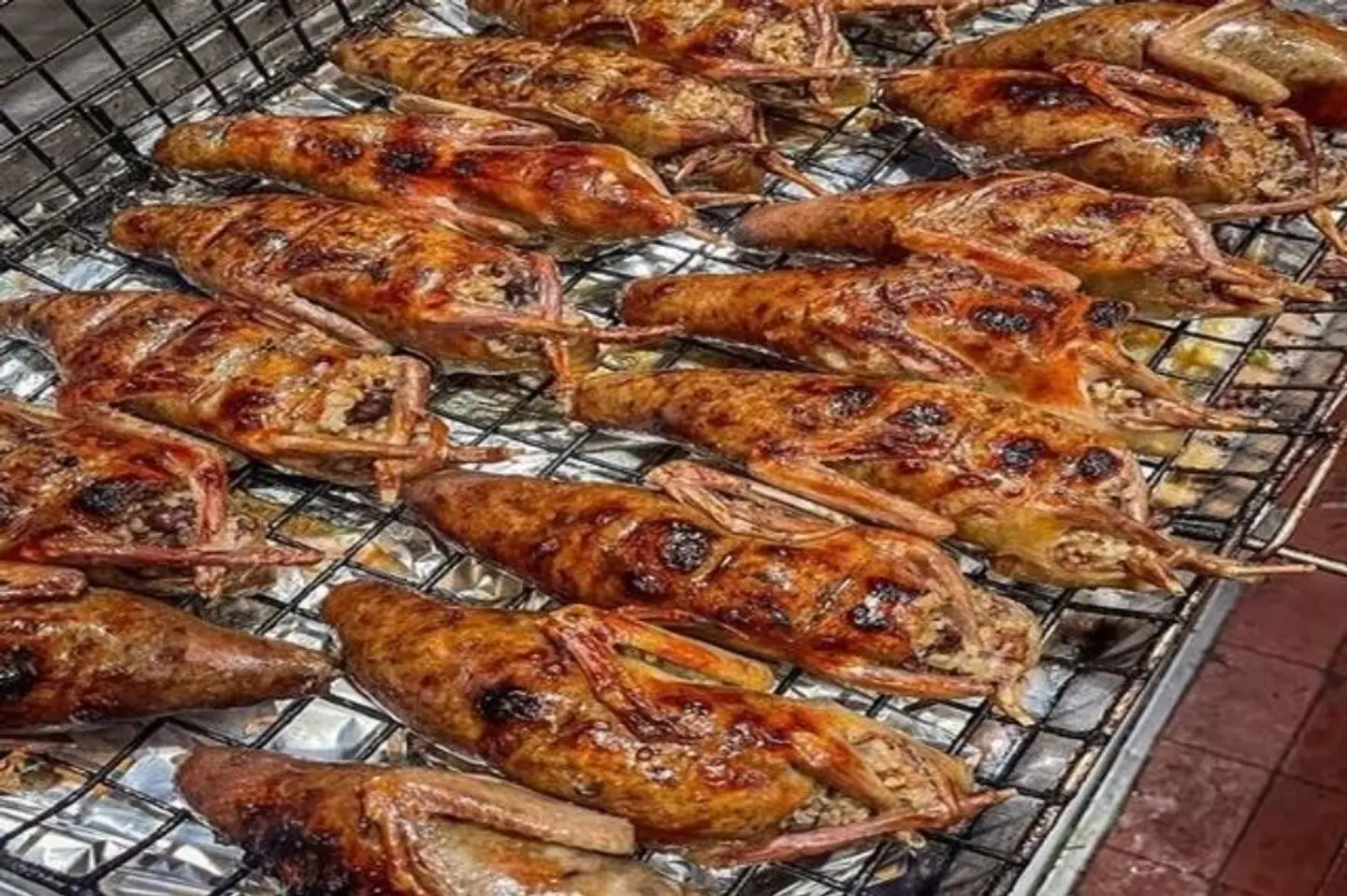 Stuffed Pigeons Over Charcoal