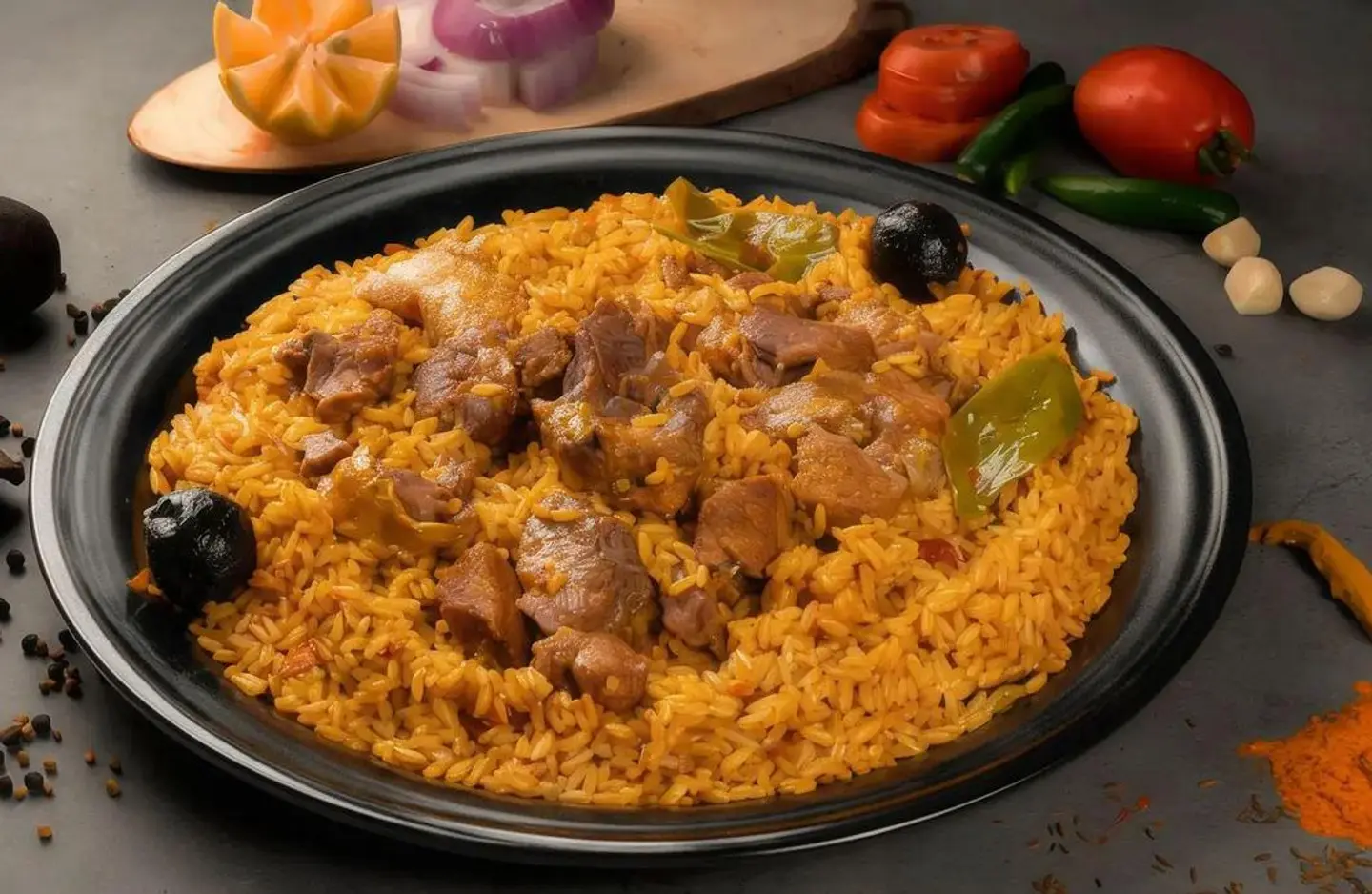 Local Meat With Red Rice For One Person