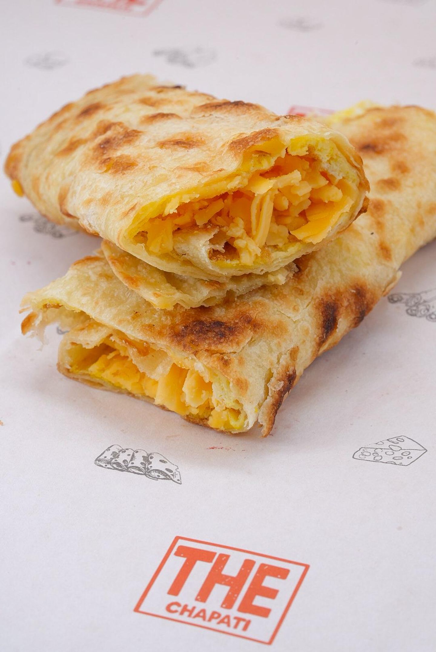 Chapati, Fried Eggs, Cheddar Cheese
