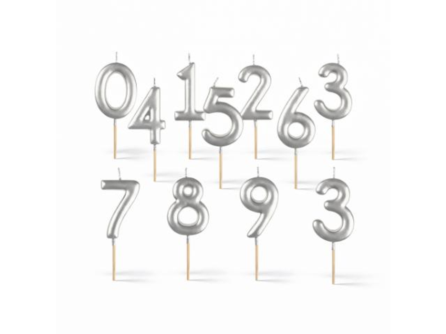 Silver Number Candles