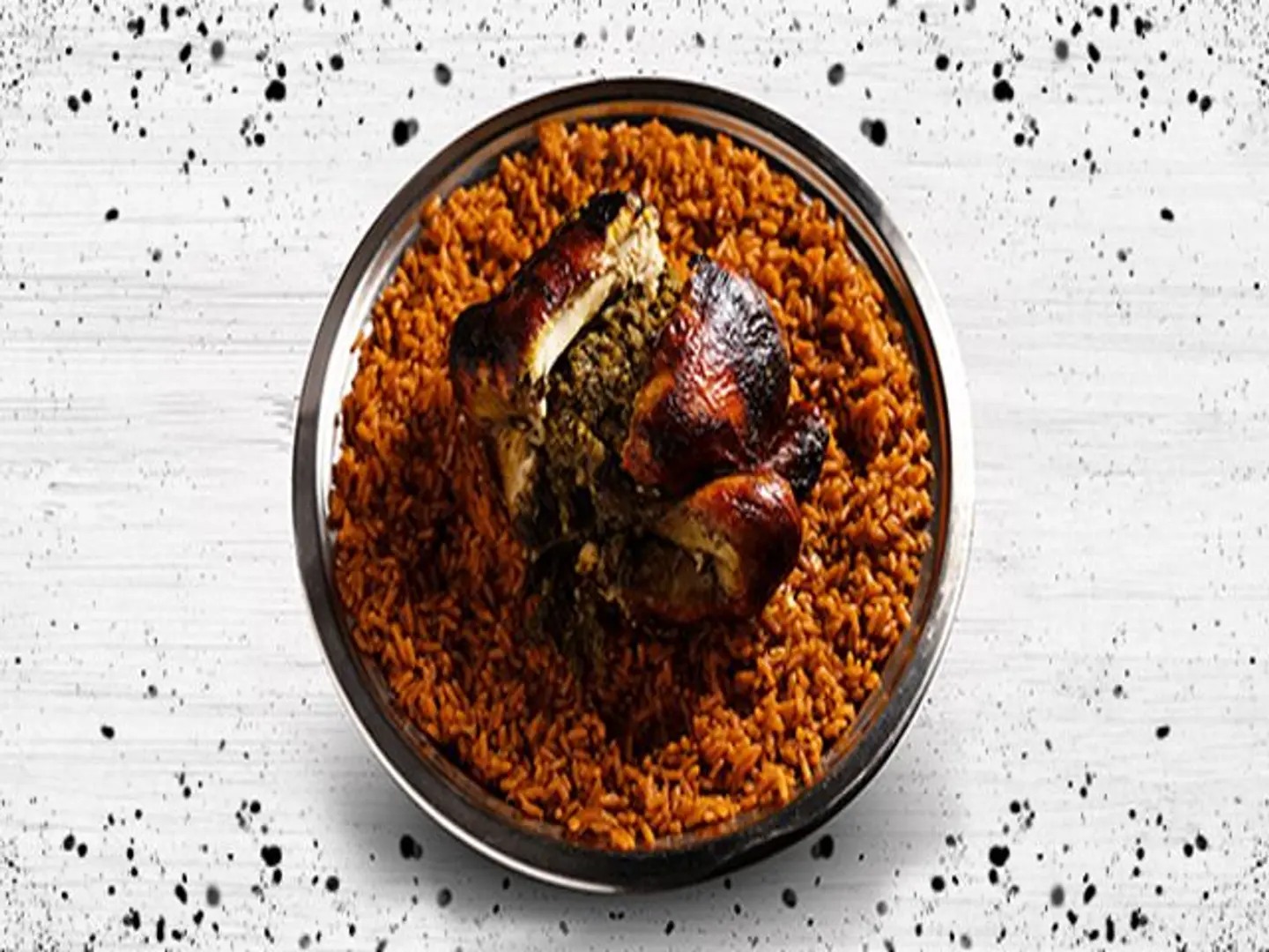 Half A Rotisserie Style Chicken (Grilled Over Embers) With Red Rice.
