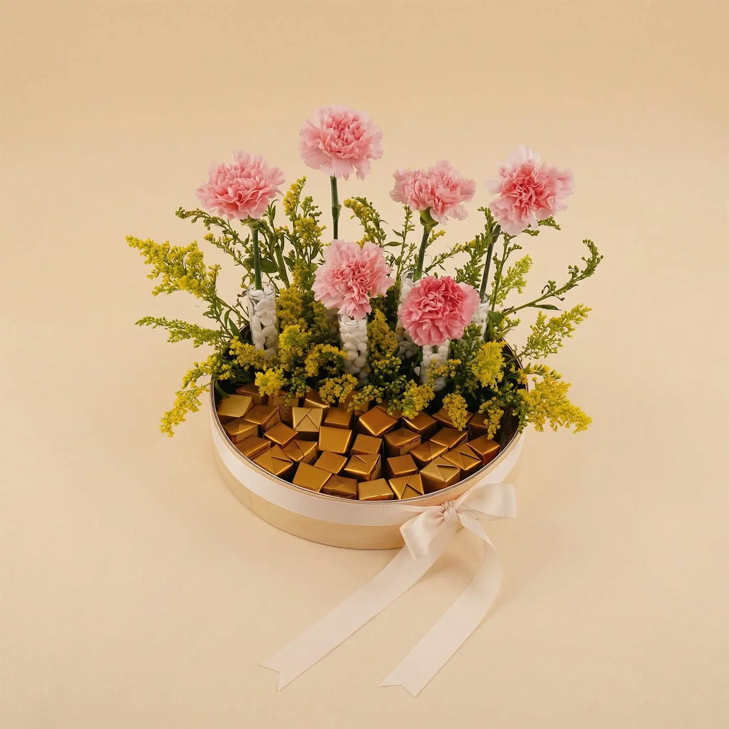 Chocolate Box With Carnation Flowers