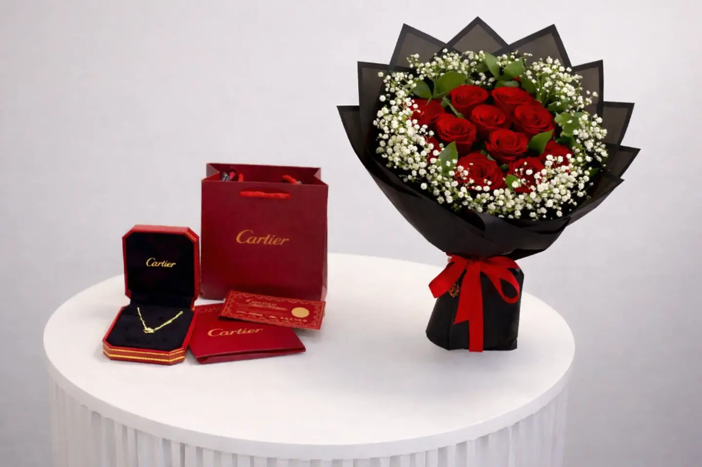 Prada Sunglasses With A Red Rose Bouquet And A Free Card.