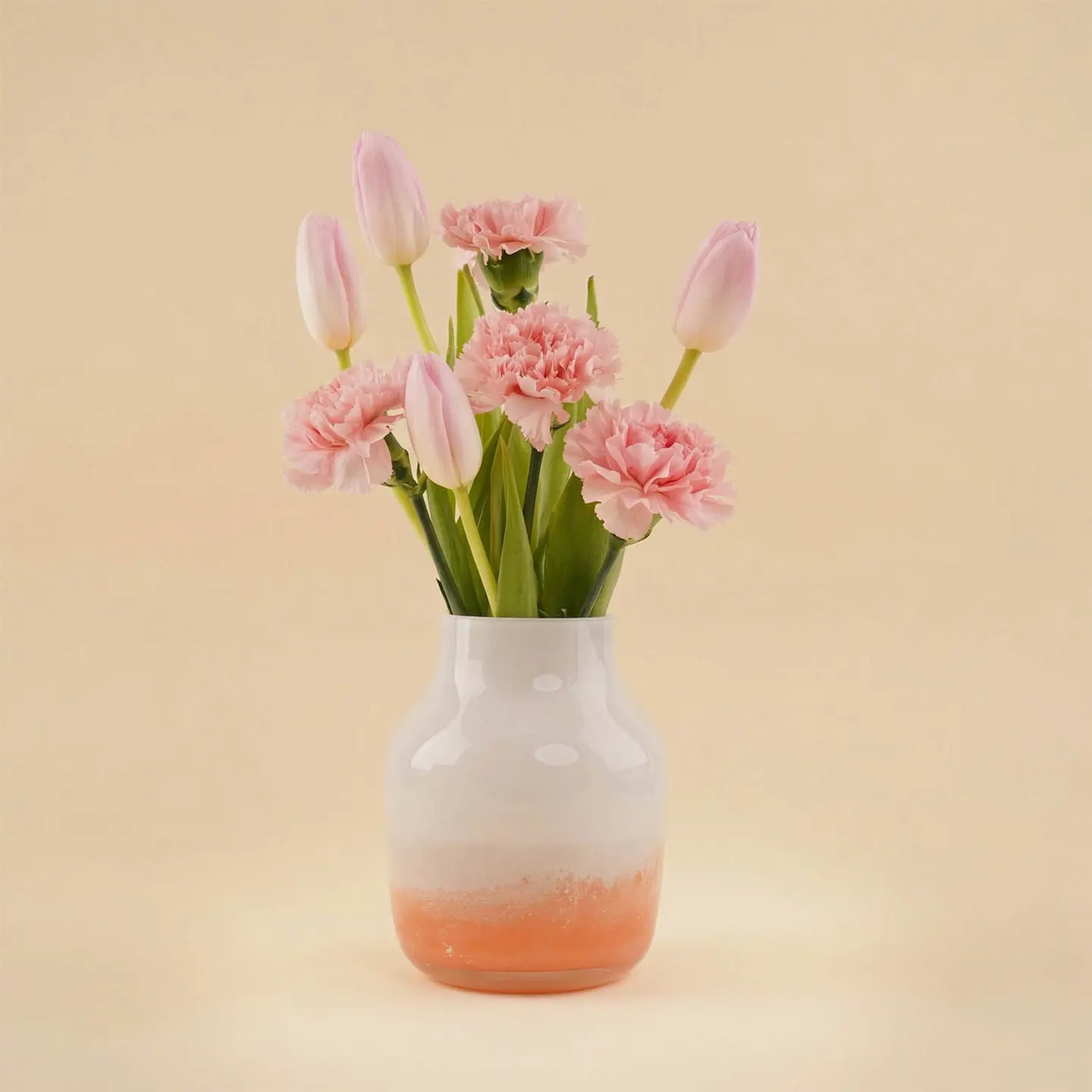Tulip And Pink Carnation Vase