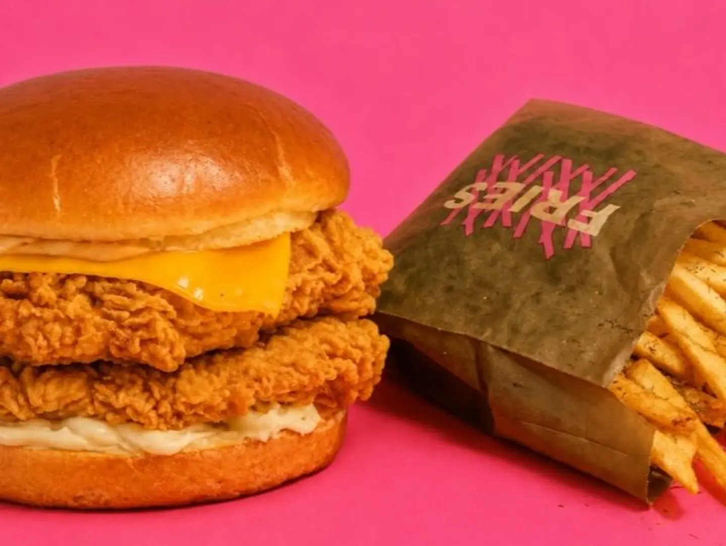 Double Chicken Burger With Fries