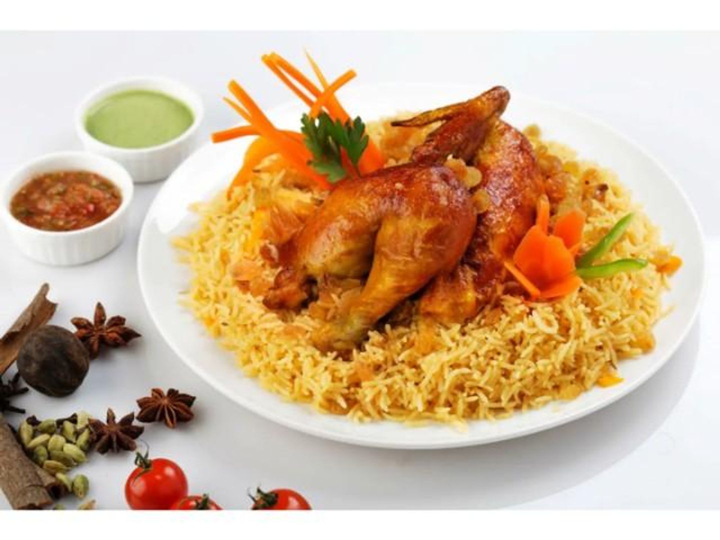 ربع دجاج مع الارز والخضار