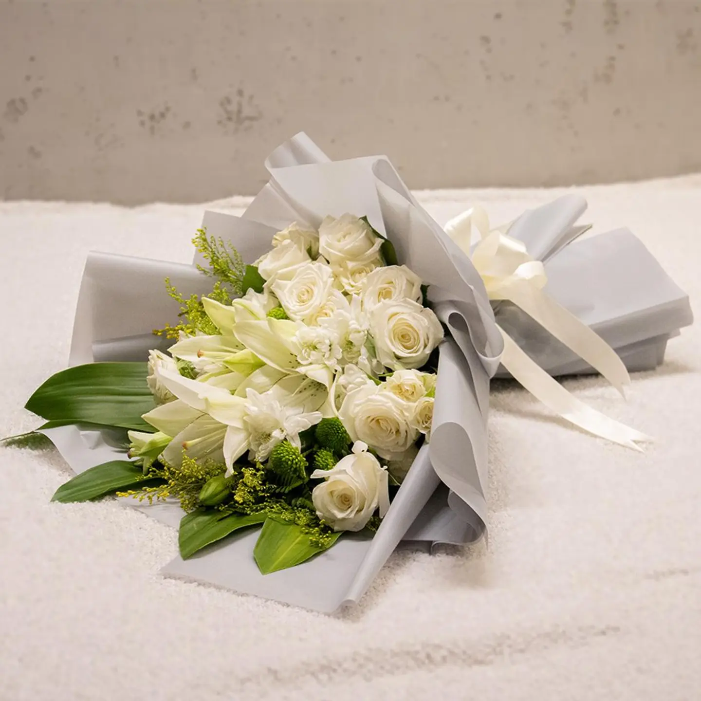 White Flowers With Grey Wrapping