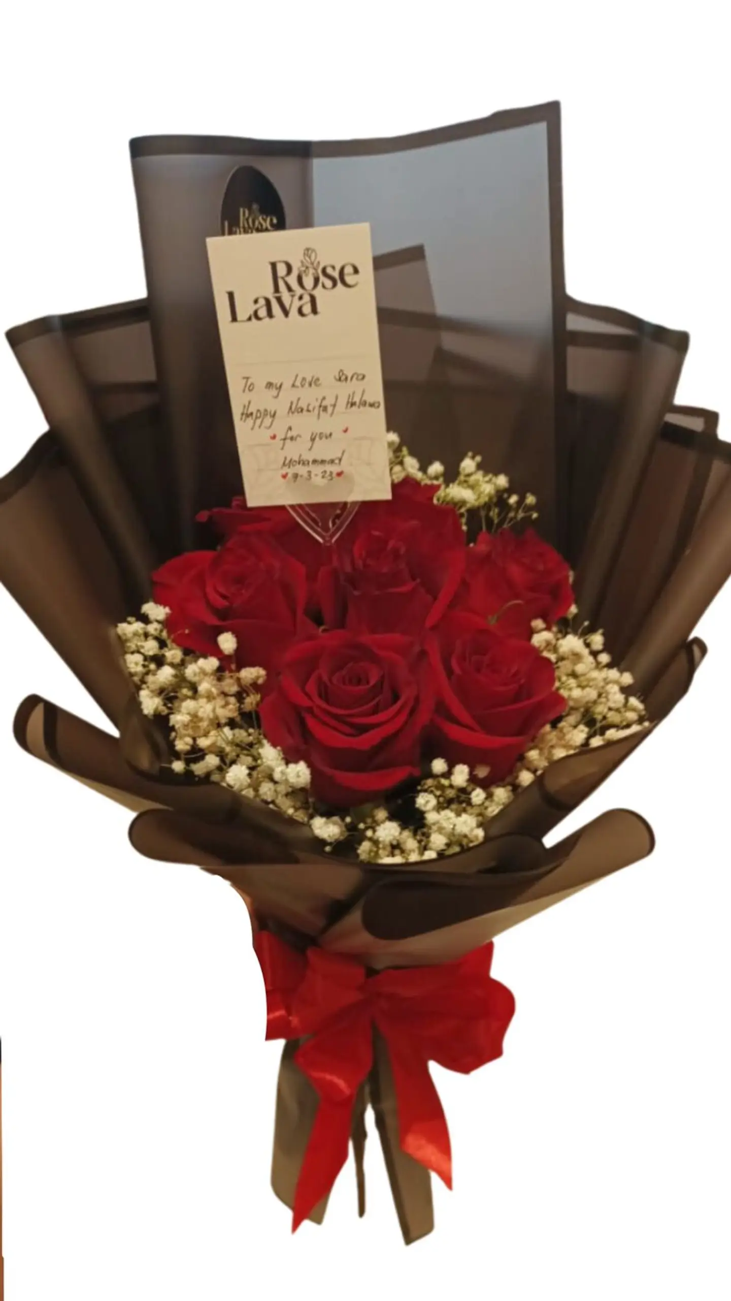 Red Rose Bouquet And Simple Gypso