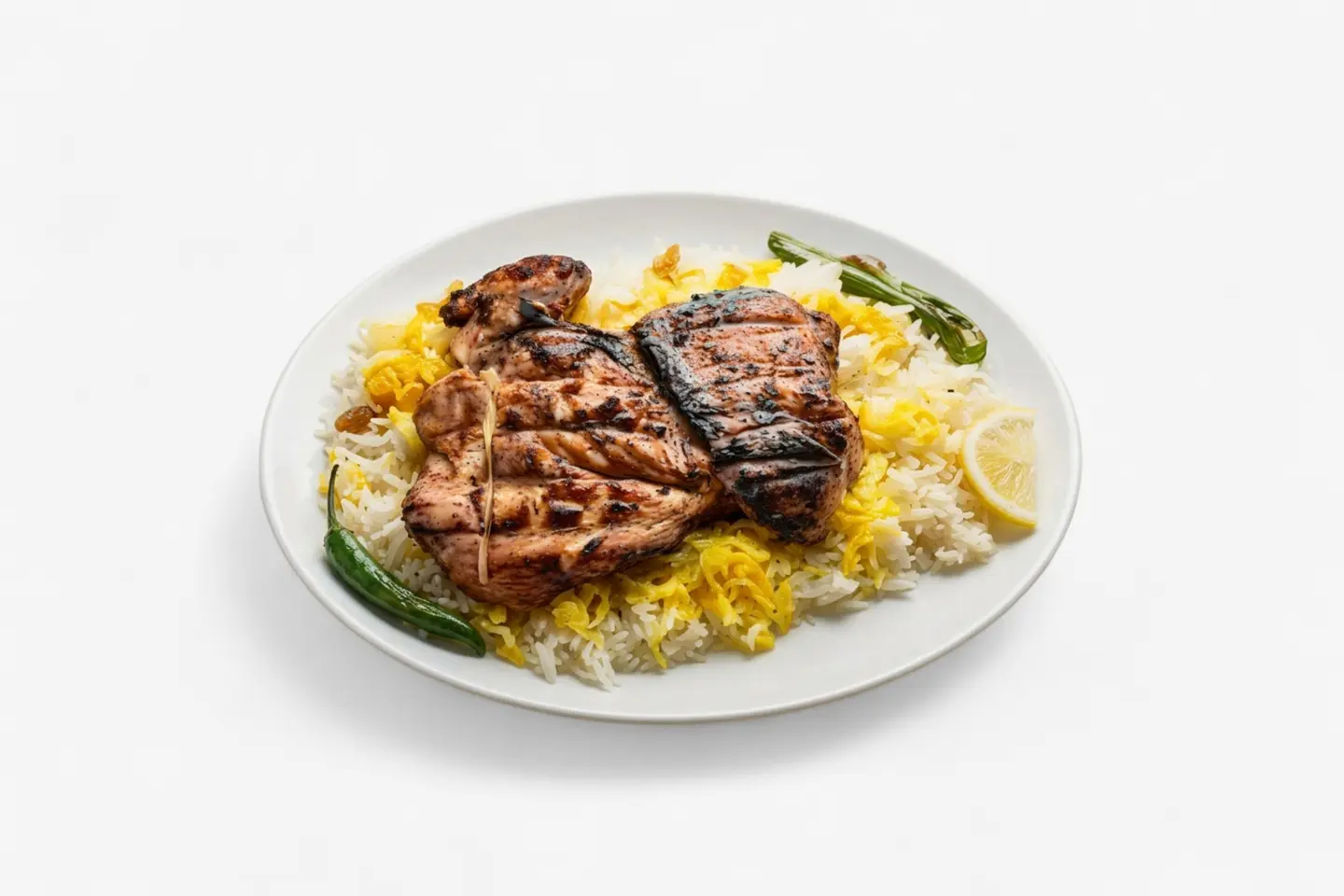 نصف حبة دجاج مع رز