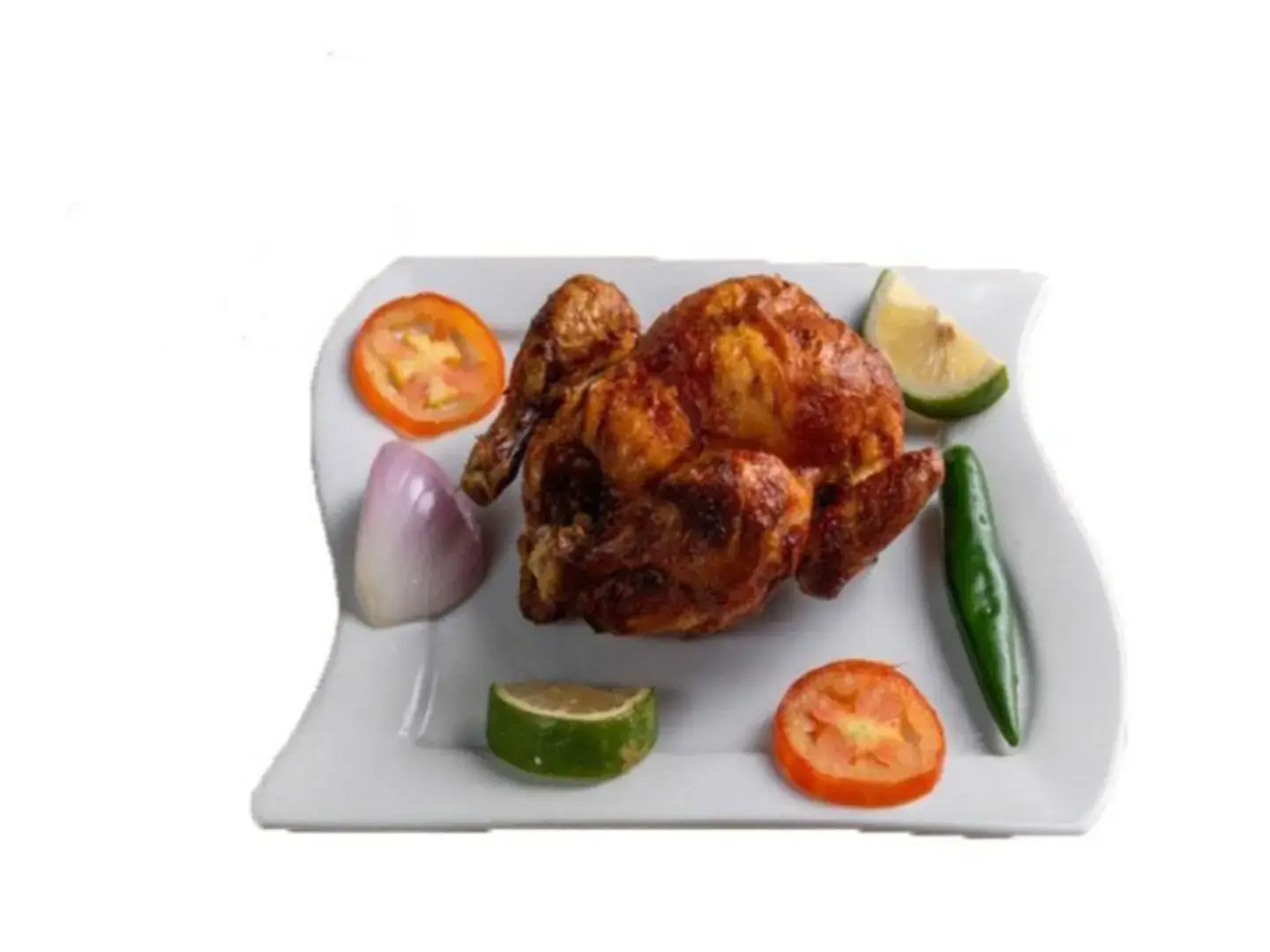 Half A Chicken Grilled On Wood Without Rice