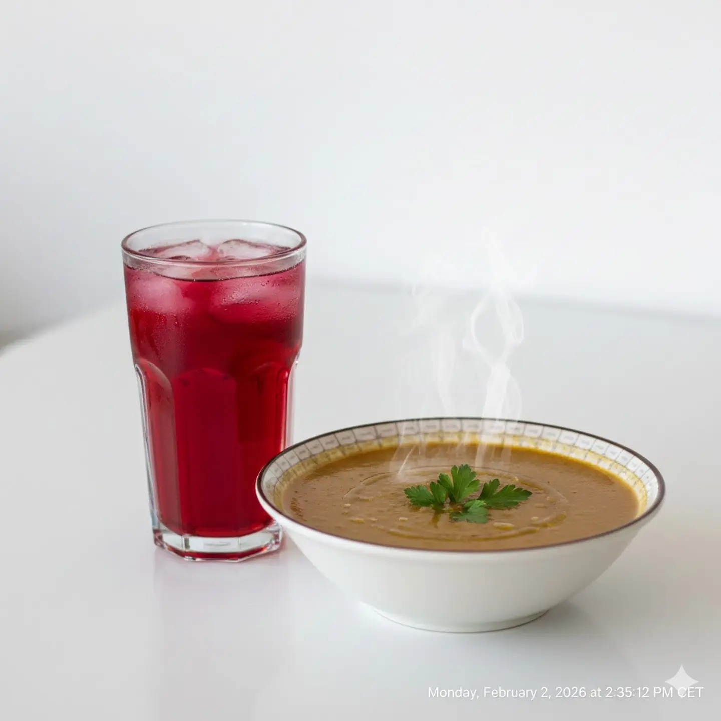 Arabic Chicken With Soup Dates Vimto And Water
