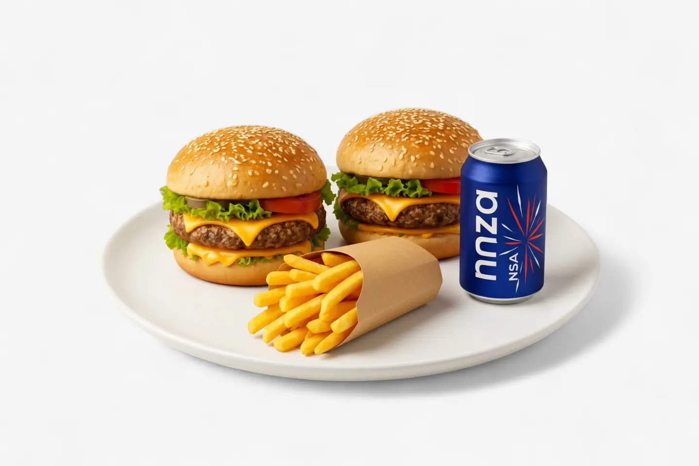 Buy 2 Grilled Burgers With Fries And Kinza Cola Drink