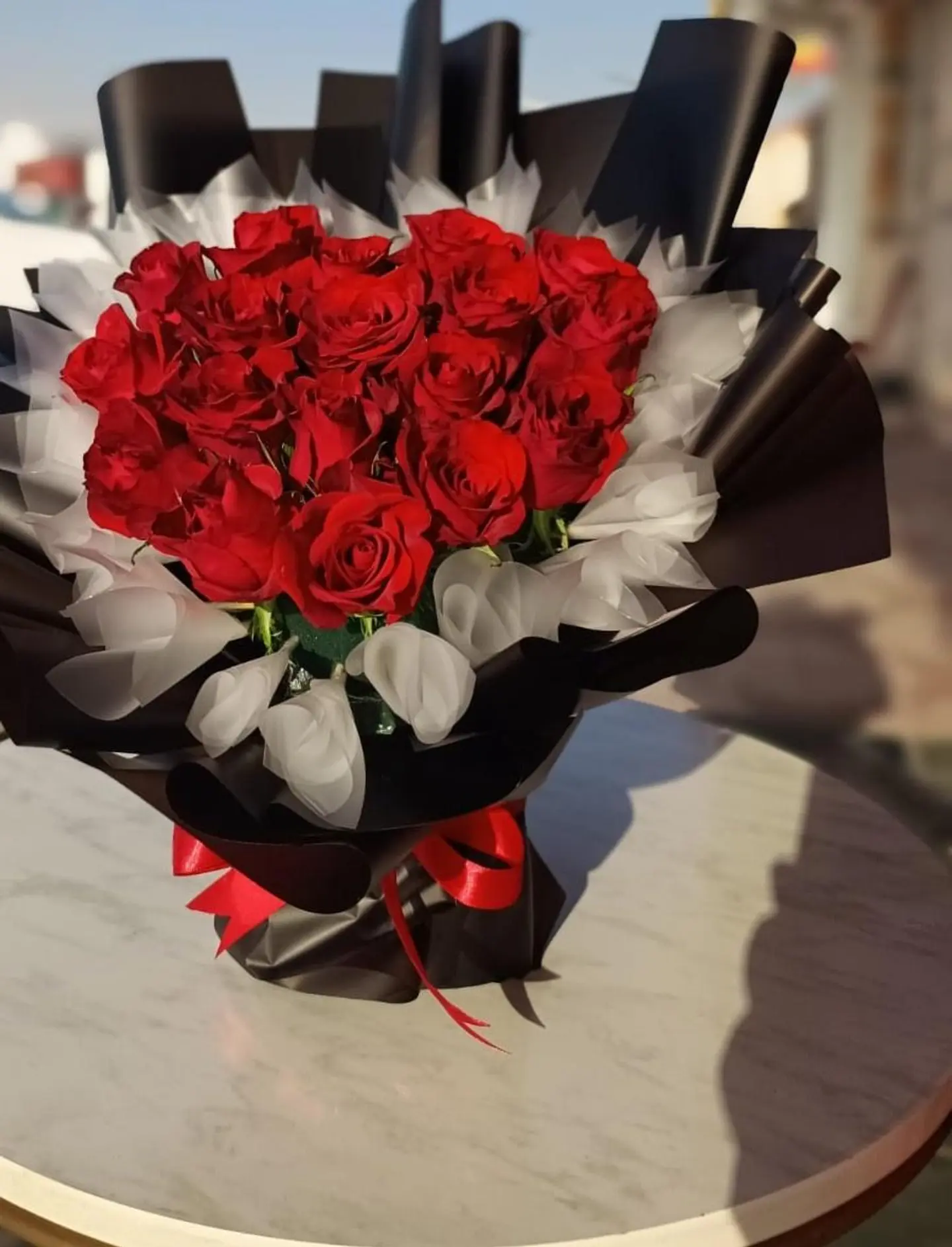 Heart Shaped Red Roses Bouquet