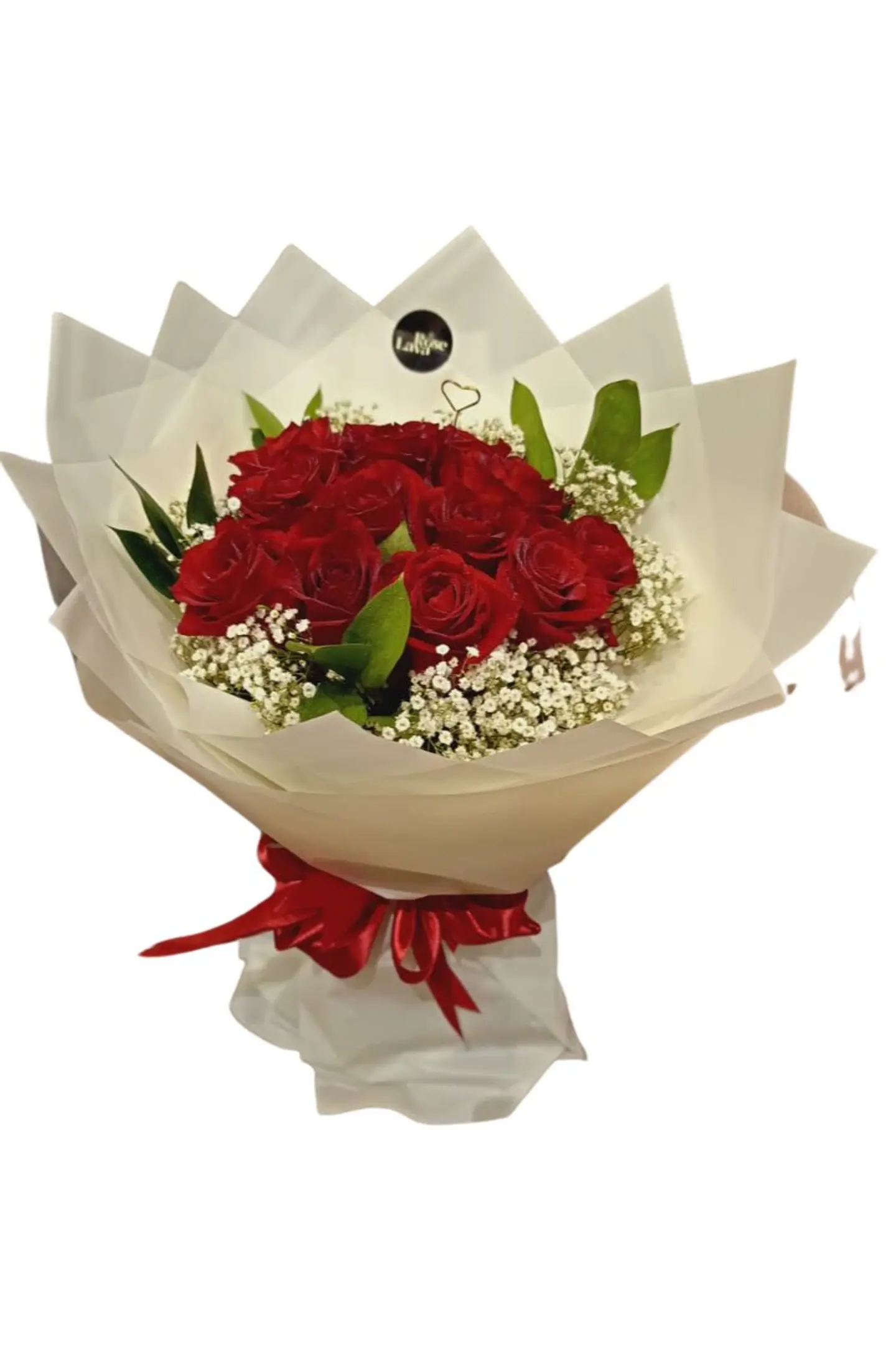Medium Bouquet Red Rose And Gypso