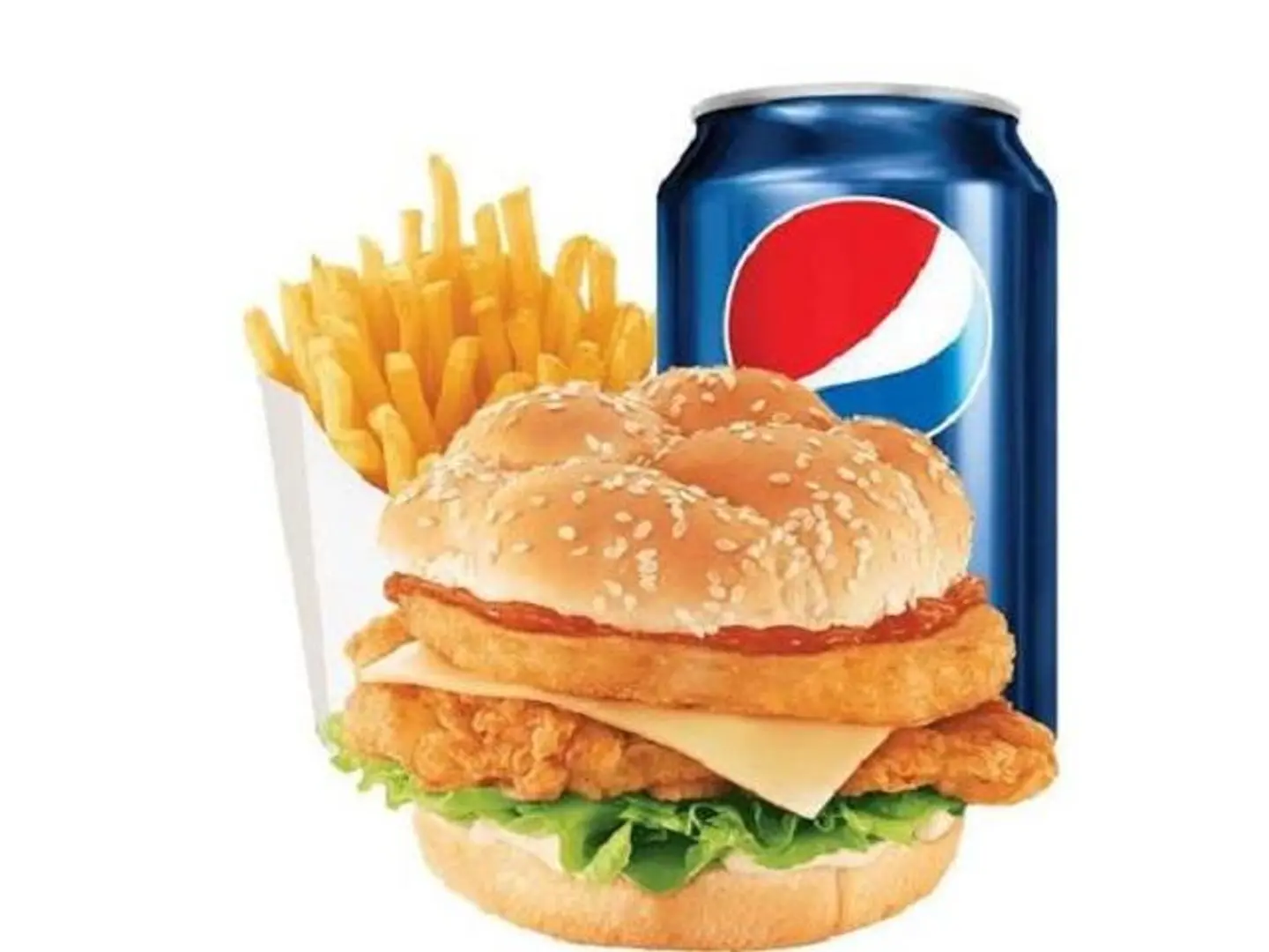 Double Steak Chicken Burger With Fries