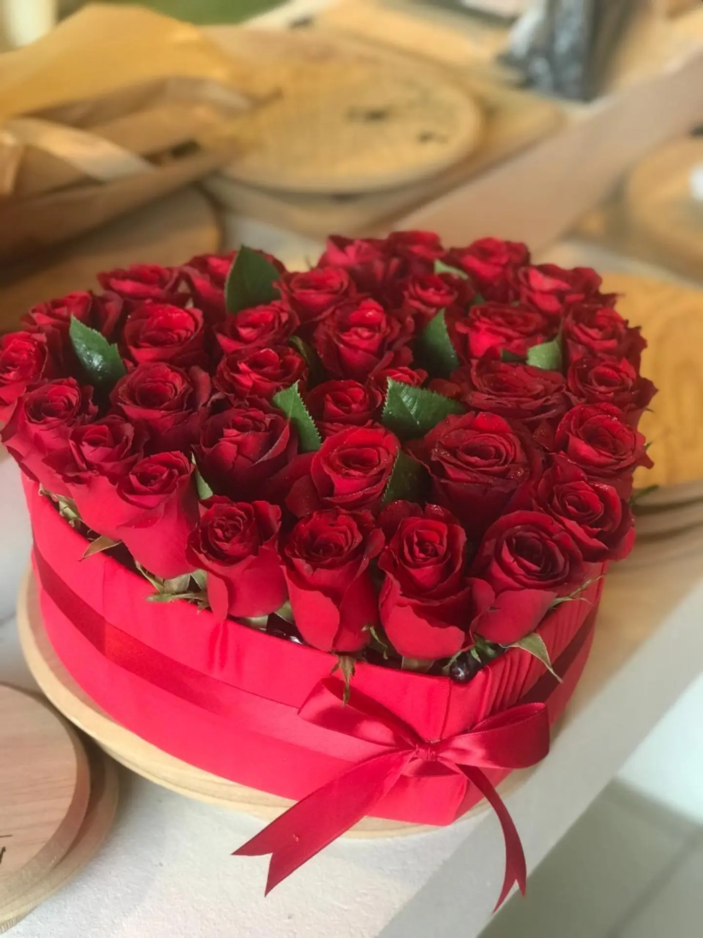 A Lovely Red Roses Heart Shaped Box Flowers